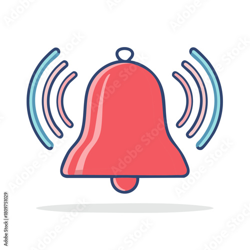 Isolated Red Bell Sound Illustration Notification Alarm Communication Reminder Attention