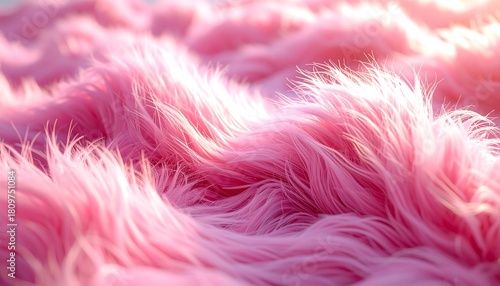 Soft waves of pink fur cascade in a textured, delicate abstract landscape of vibrant color and gentle light