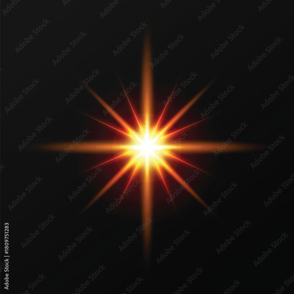 Fototapeta premium Bright Golden Starburst Lens Flare