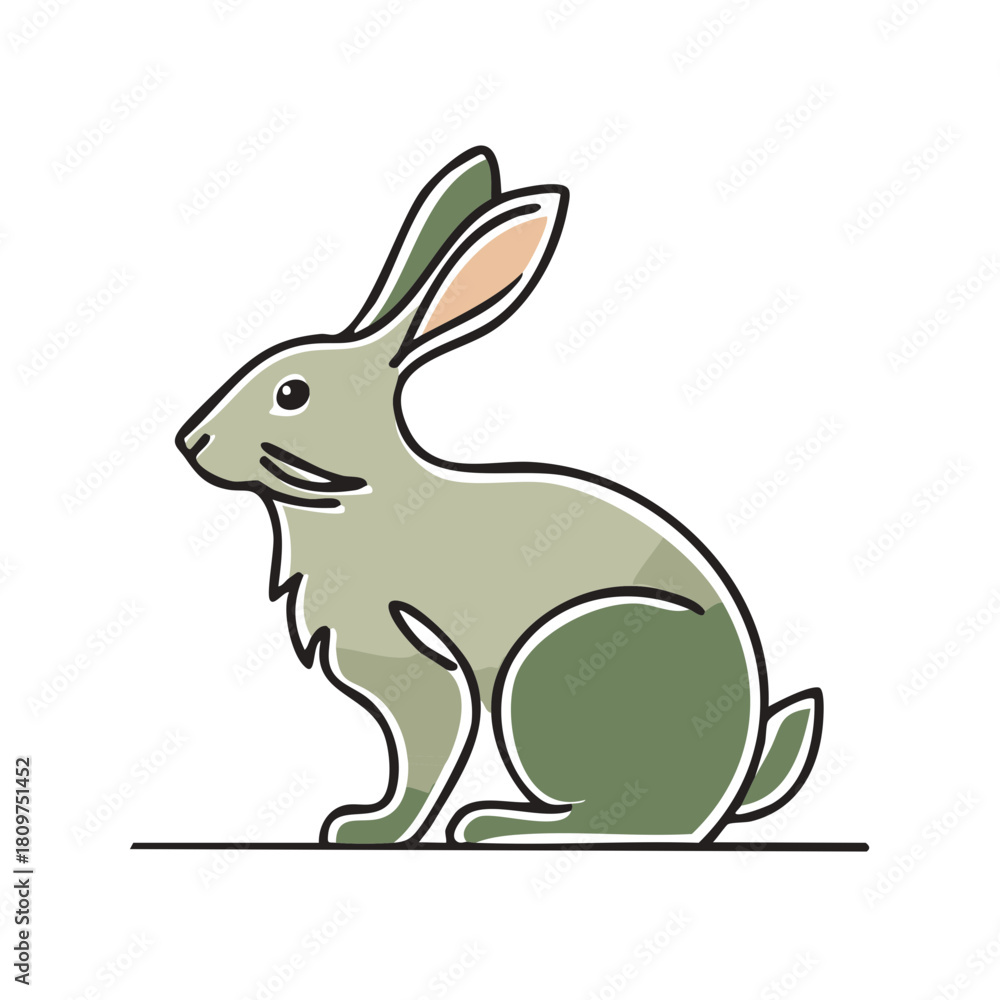 Fototapeta premium Abstract Rabbit Sketch on White Cute Hare Illustration