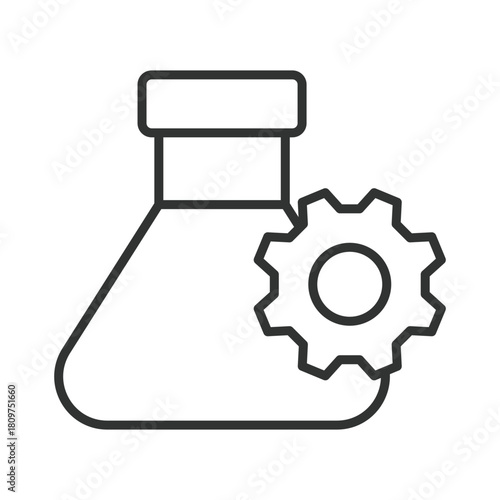 Experimental setup icon in line design. experimental setup, research mechanism, study equipment, trial configuration on white background vector. Experimental setup editable stroke icon