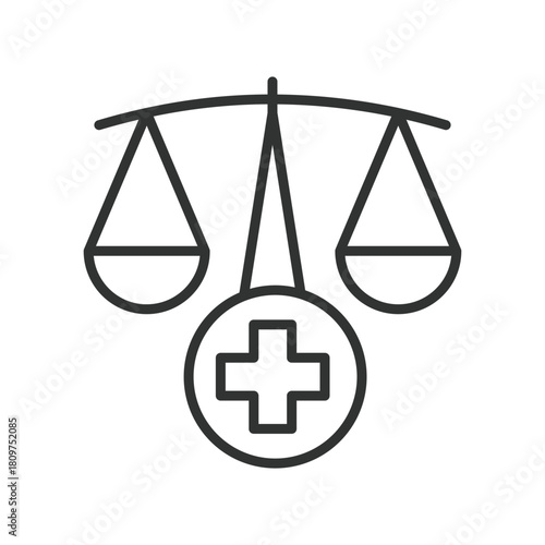 Medical ethics icon in line design. medical ethics, ethical decision, research morality, clinical fairness on white background vector. Medical ethics editable stroke icon