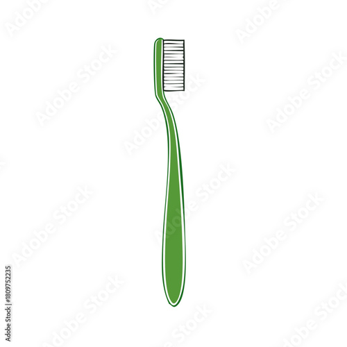 Vibrant green toothbrush illustration representing daily oral hygiene and healthy teeth