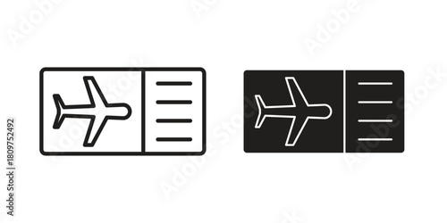 Airline ticket icon in minimal flat, stroke style. suitable for graphic designs