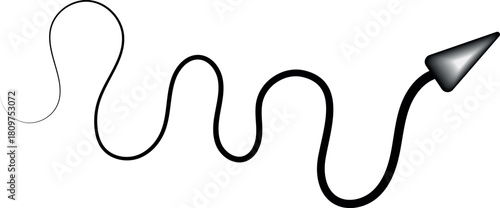 Zigzag Line Snake Design Vector – Reptile and Worm Inspired Illustration with Earthworm Shape, Nature Icon, Curved Arrow Element, Abstract Symbol Graphic