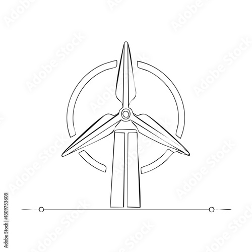 Abstract line art wind turbine concept renewable clean energy illustration sustainable power source