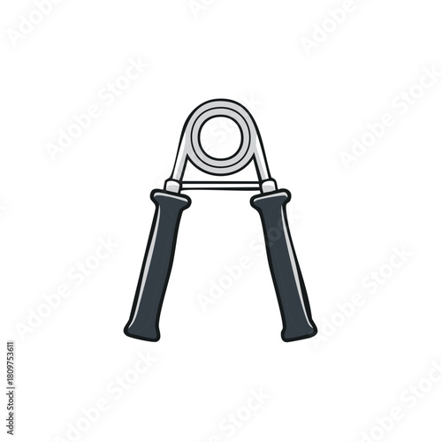 Cartoon illustration of a hand grip exerciser isolated on white background.