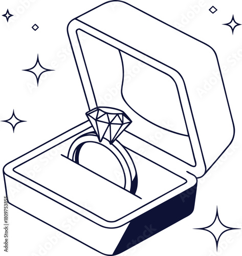 A sparkling diamond engagement ring elegantly presented in an open ring box