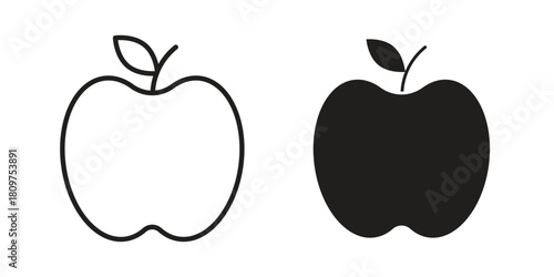 Apple icon in minimal flat, stroke style. suitable for graphic designs