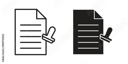 Approved document icon in minimal flat, stroke style. suitable for graphic designs