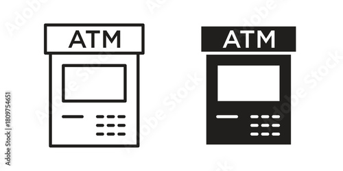 Atm icon in minimal flat, stroke style. suitable for graphic designs