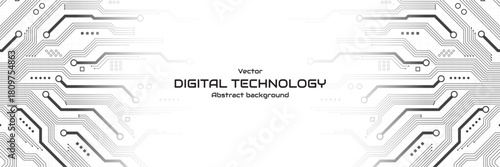  Abstract futuristic circuit board on a white background. Circuit line with electronic elements. Technology pattern graphic design for website and banner. Vector illustration.