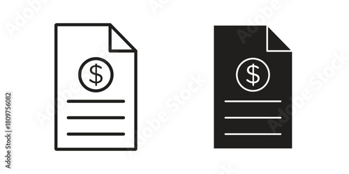 Bank statement icon in minimal flat, stroke style. suitable for graphic designs