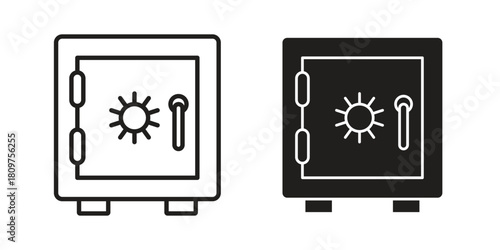 Bank vault icon in minimal flat, stroke style. suitable for graphic designs