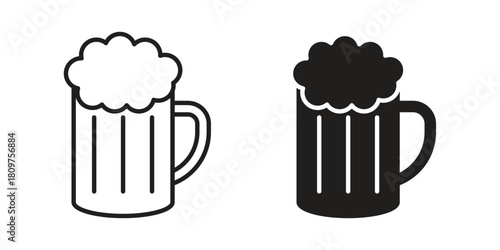 Beer mug icon in minimal flat, stroke style. suitable for graphic designs