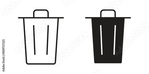 Bin icon in minimal flat, stroke style. suitable for graphic designs