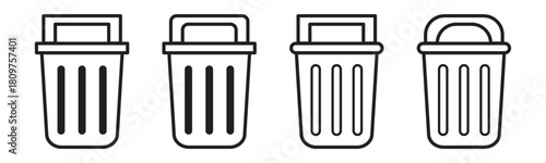 Waste Bin icon filled flat sign concept for web design.