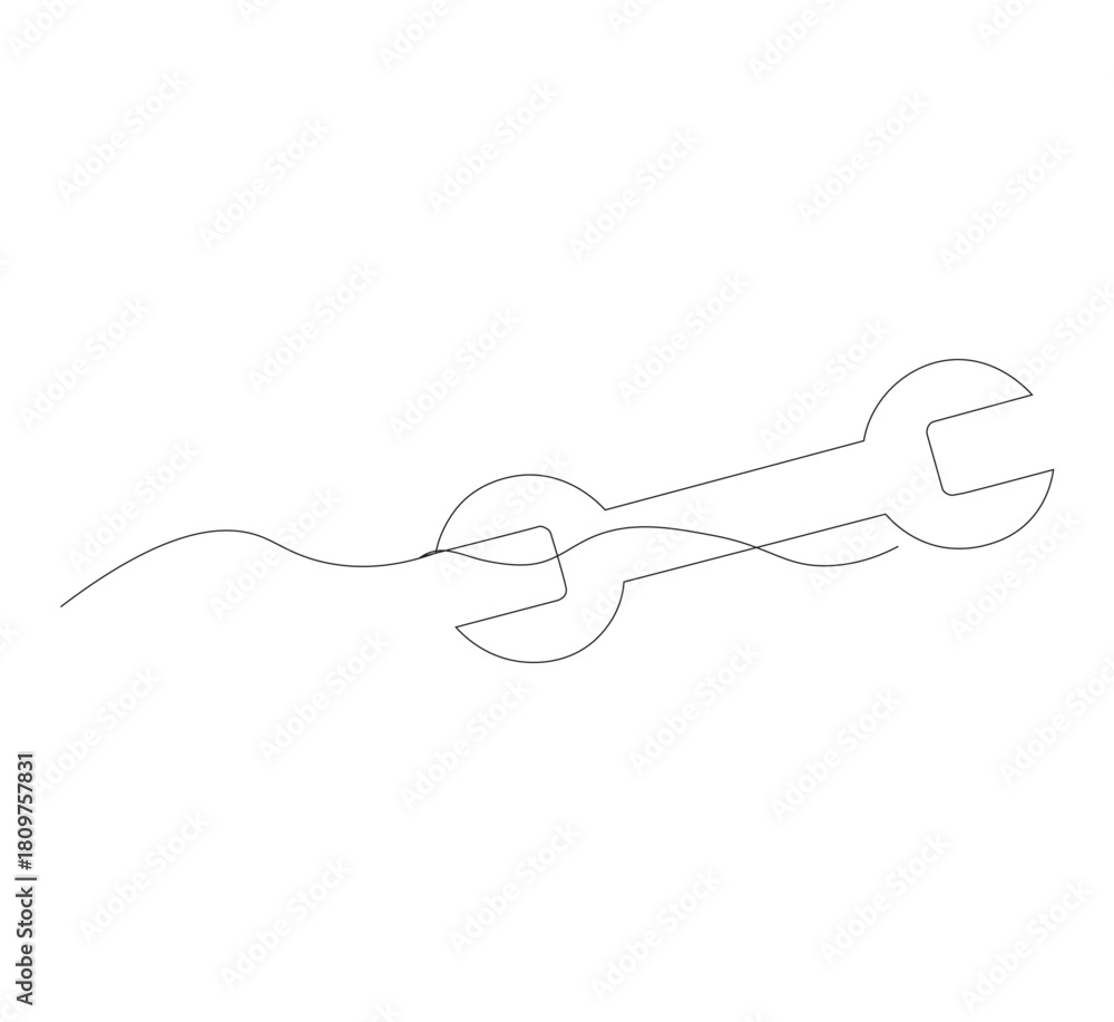 Obraz premium continuous line drawing Wrench on white background. Vector illustration. Flat design for business finance marketing banking advertising concept.