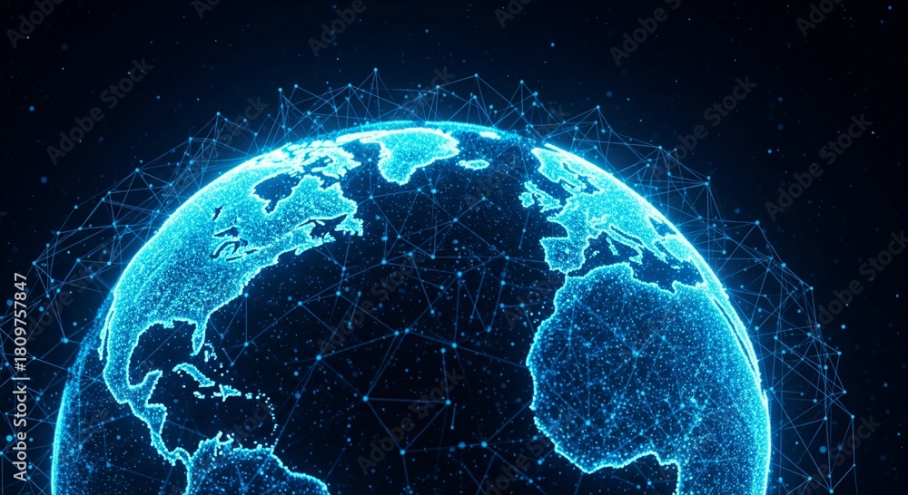 Obraz premium Digital earth globe with network connection in space