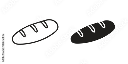 Bread loaf icon in minimal flat, stroke style. suitable for graphic designs