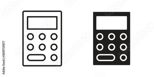 Calculator icon in minimal flat, stroke style. suitable for graphic designs
