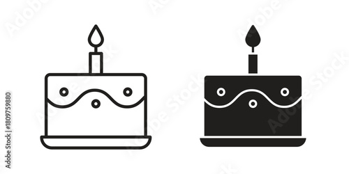 Cake icon in minimal flat, stroke style. suitable for graphic designs