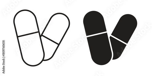 Capsule icon in minimal flat, stroke style. suitable for graphic designs