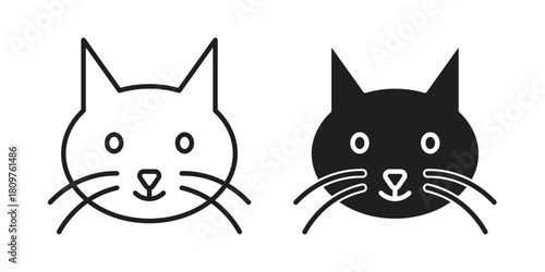 Cat icon in minimal flat, stroke style. suitable for graphic designs