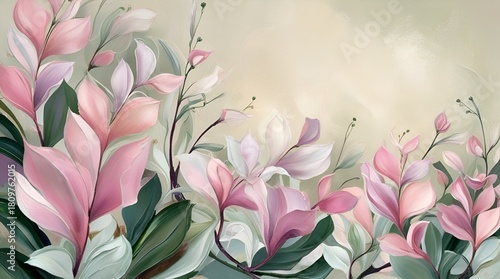 Abstract Cyclamen background with soft flowing curves, vibrant pink-magenta gradients, dreamy light reflections, modern artistic texture, smooth silky waves creating an elegant atmospheric design