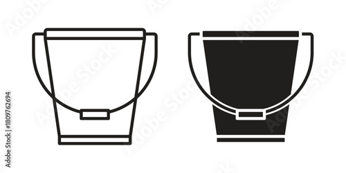 Bucket icon in minimal flat, stroke style. suitable for graphic designs
