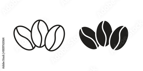 Coffee Bean icon in minimal flat, stroke style. suitable for graphic designs