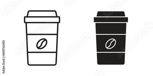 coffee cup icon in minimal flat, stroke style. suitable for graphic designs