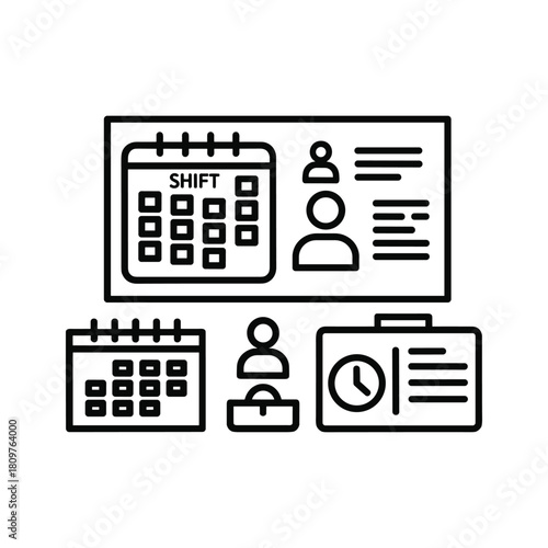 Employee shift scheduling and human resources management concept icon, isolated on