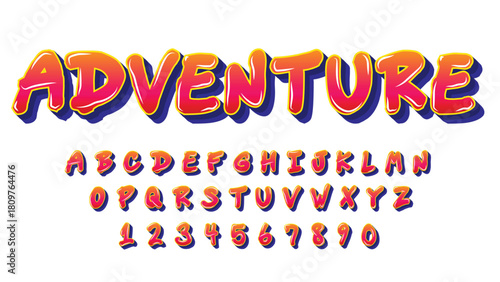 bright orange rounded cartoon isolated letters