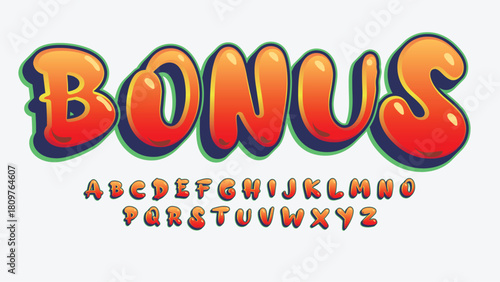 orange bubble rounded brush cartoon typography