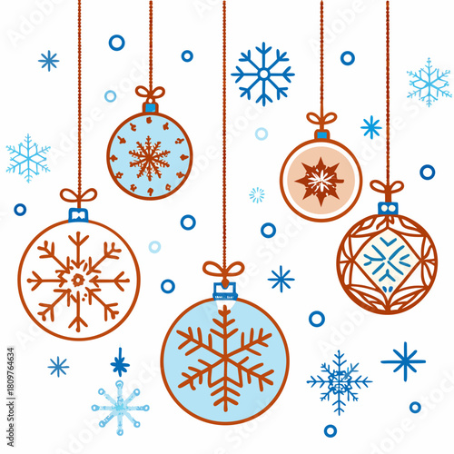 Christmas balls with snowflakes