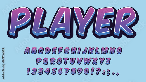 purple 3d bold brush isolated font