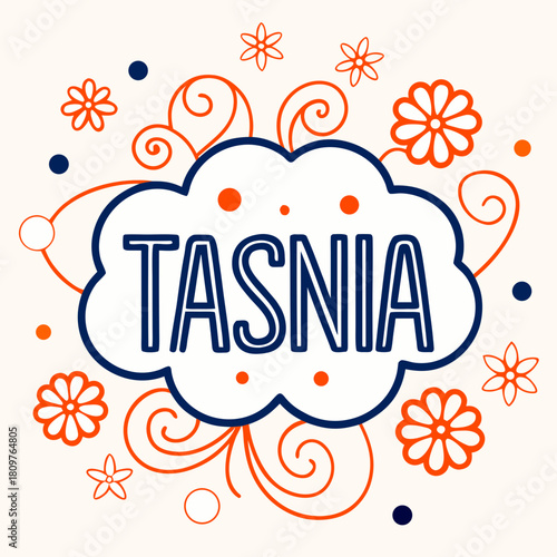 'Tasnia' name logo in a cloud with flowers 