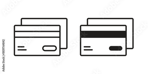 Credit card icon in minimal flat, stroke style. suitable for graphic designs