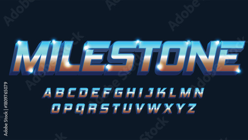Gradient 3d metallic classic isolated font