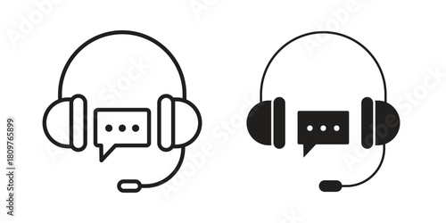 Customer service icon in minimal flat, stroke style. suitable for graphic designs