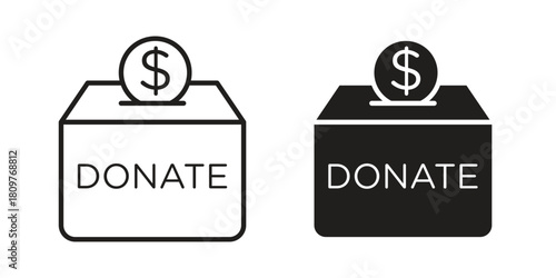 Donations icon in minimal flat, stroke style. suitable for graphic designs