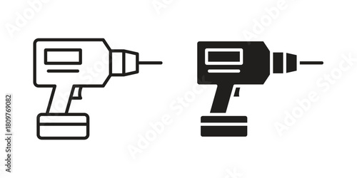 Drill icon in minimal flat, stroke style. suitable for graphic designs