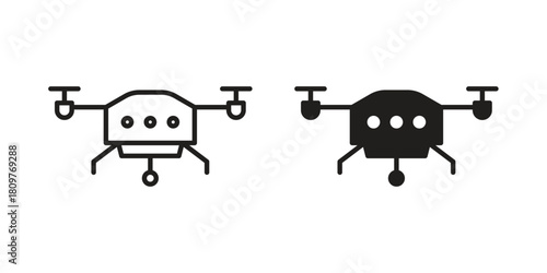 Drone icon in minimal flat, stroke style. suitable for graphic designs