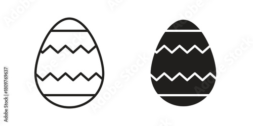 Easter egg icon in minimal flat, stroke style. suitable for graphic designs
