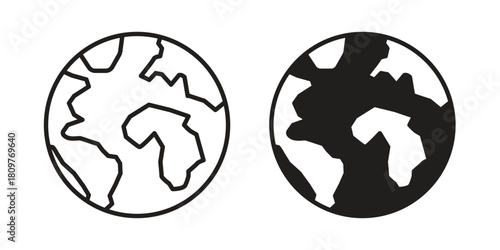 Earth icon in minimal flat, stroke style. suitable for graphic designs