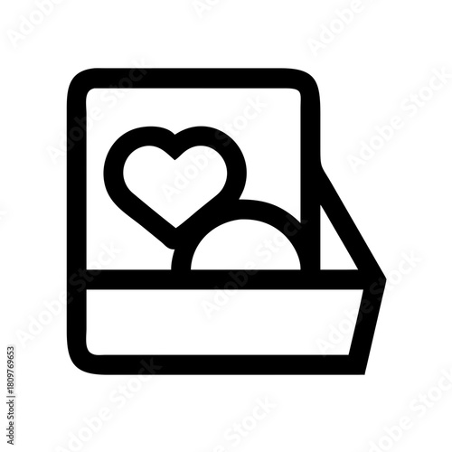 Ring box with heart shape isolated on