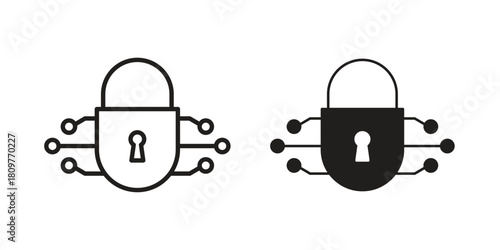 Encryption icon in minimal flat, stroke style. suitable for graphic designs