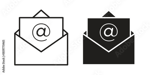 Envelope open icon in minimal flat, stroke style. suitable for graphic designs