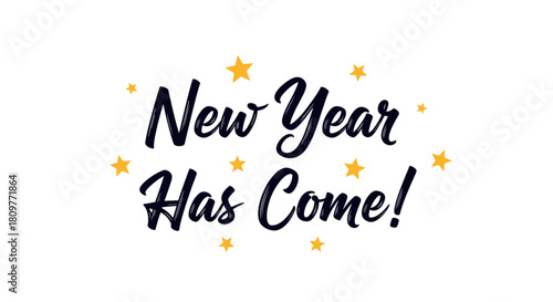 Vector New Year lettering - New Year has come, minimalist holiday quote isolated on white  